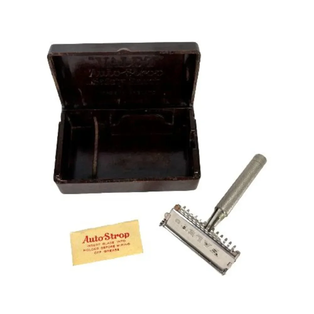 Vintage Valet Auto Strop Safety Razor Set w/ Case & Extra Blade Made in England
